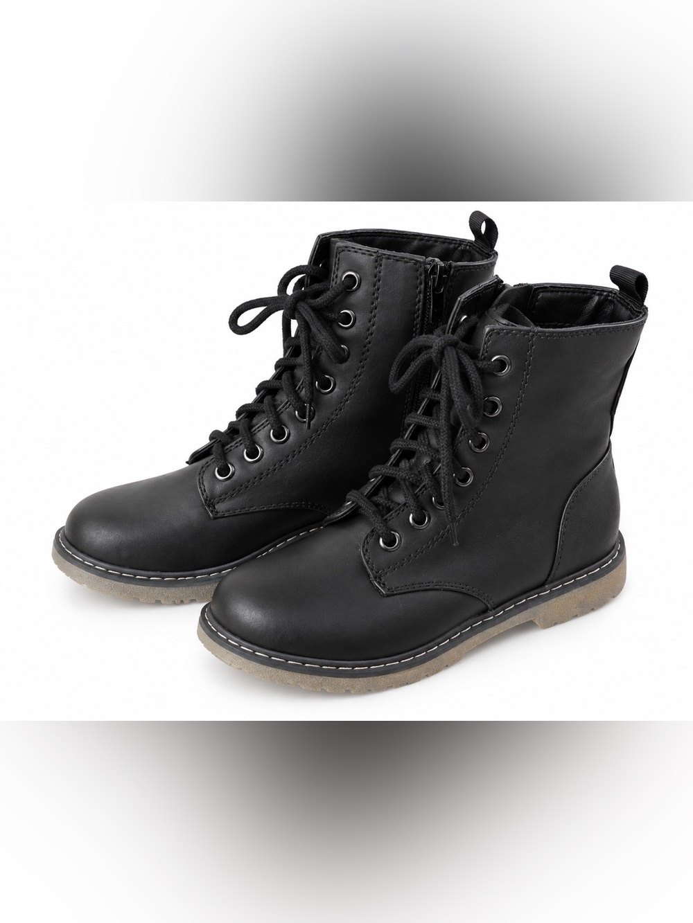 Soda Grunge Black Faux Leather Lace Up Combat Boots US Women's Size 6